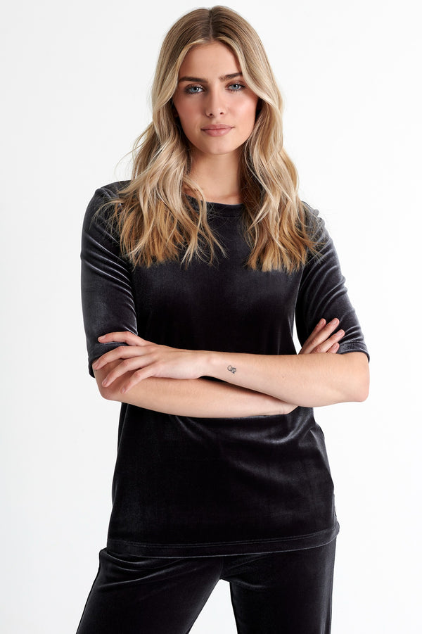 Shan Scarlett Classic velvet shirt